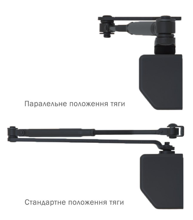Дотягувач накладний RYOBI 1500 D-1554 ANTHRACITE UNIV_ARM EN_2/3/4 до_80кг 1100мм FIRE осьового типу верхнього монтажу
