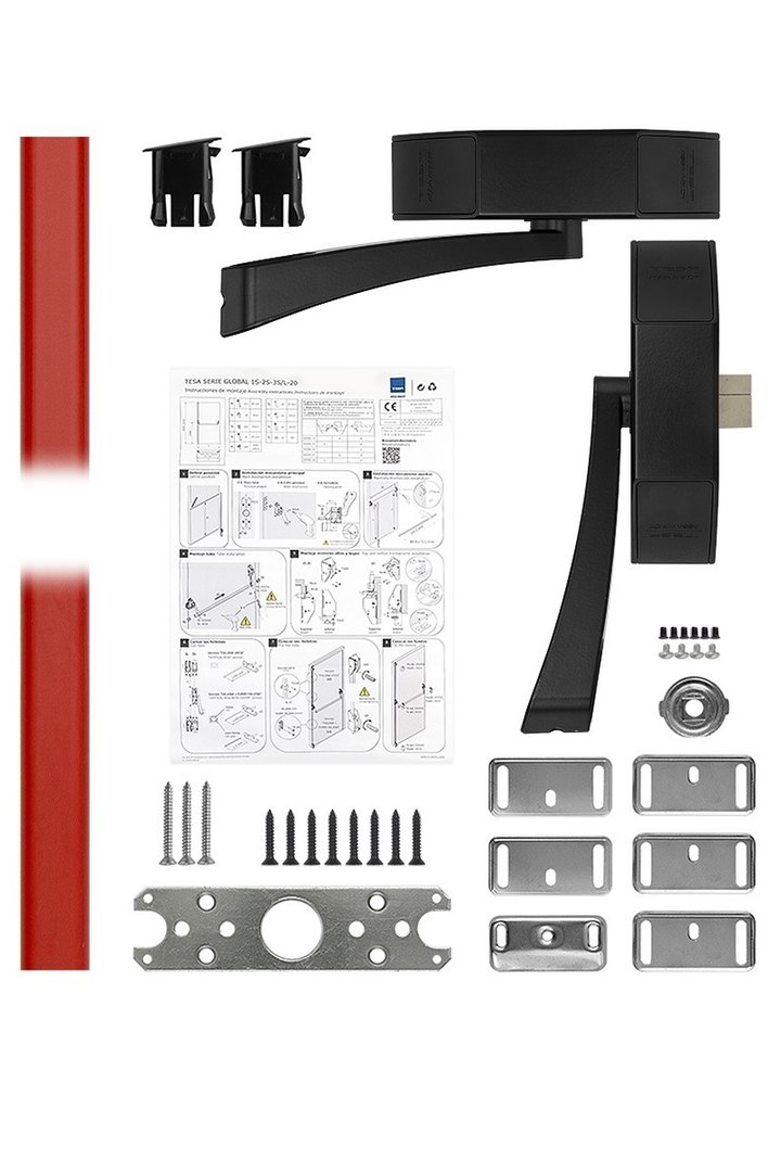 Замок TESA для евакуаційного виходу накладний GLOBAL1S 1 Locking NR 1200мм 8x8мм N: black (RAL 9005)/ R: red (RAL 3000)