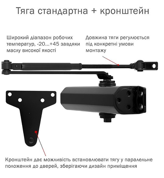 Дотягувач накладний RYOBI 1500 D-1554 BLACK UNIV_ARM EN_2/3/4 до_80кг 1100мм FIRE