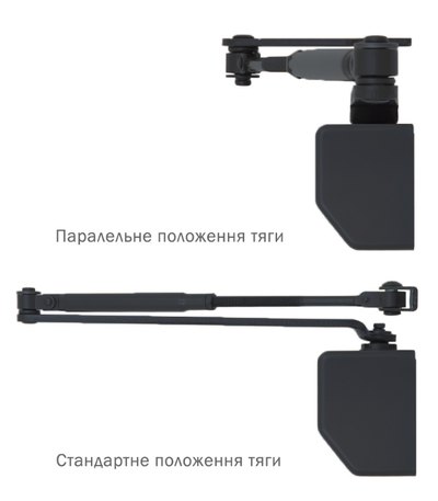 Дотягувач накладний RYOBI 1500 D-1554 ANTHRACITE UNIV_ARM EN_2/3/4 до_80кг 1100мм FIRE осьового типу верхнього монтажу