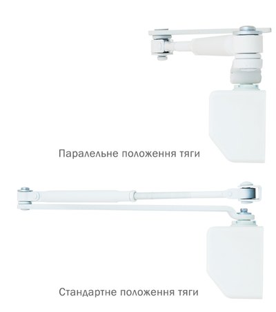 Дотягувач накладний RYOBI 1500 D-1554 GLOSSY_WHITE UNIV_ARM EN_2/3/4 до_80кг 1100мм FIRE осьового типу верхнього монтажу