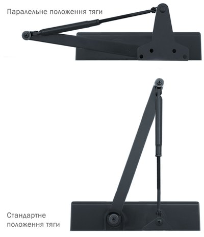Дотягувач накладний RYOBI 1500 D-1554 ANTHRACITE UNIV_ARM EN_2/3/4 до_80кг 1100мм FIRE осьового типу верхнього монтажу