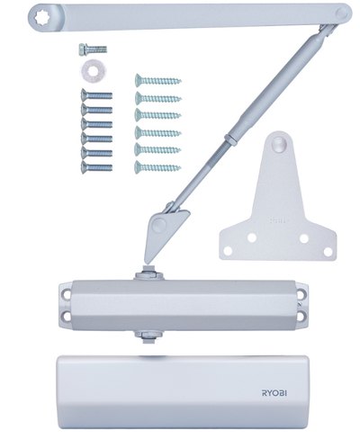 Дотягувач накладний RYOBI 1500 D-1554 SILVER UNIV_ARM EN_2/3/4 до_80кг 1100мм FIRE осьового типу верхнього монтажу