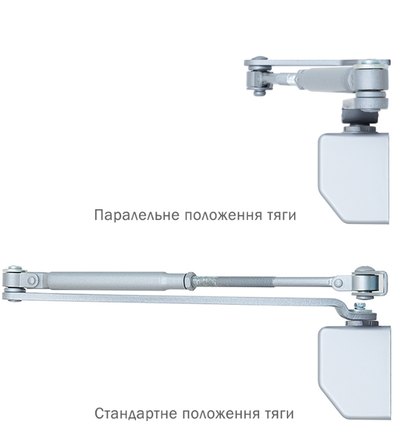 Дотягувач накладний RYOBI 1500 D-1554 SILVER UNIV_ARM EN_2/3/4 до_80кг 1100мм FIRE осьового типу верхнього монтажу