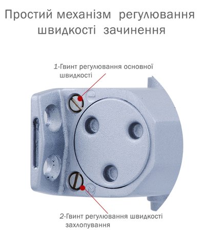 Дотягувач накладний RYOBI 1500 D-1554 SILVER UNIV_ARM EN_2/3/4 до_80кг 1100мм FIRE осьового типу верхнього монтажу